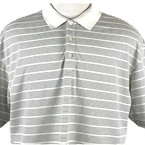 Nike Dri-fit White with Black Stripes Short Sleeve Golf Polo Shirt size X-Large